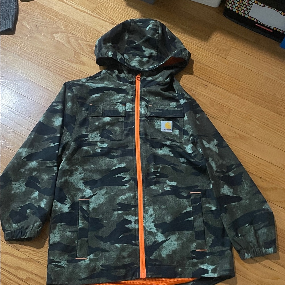 Carhartt Camouflage Jacket with Bright Orange Lining